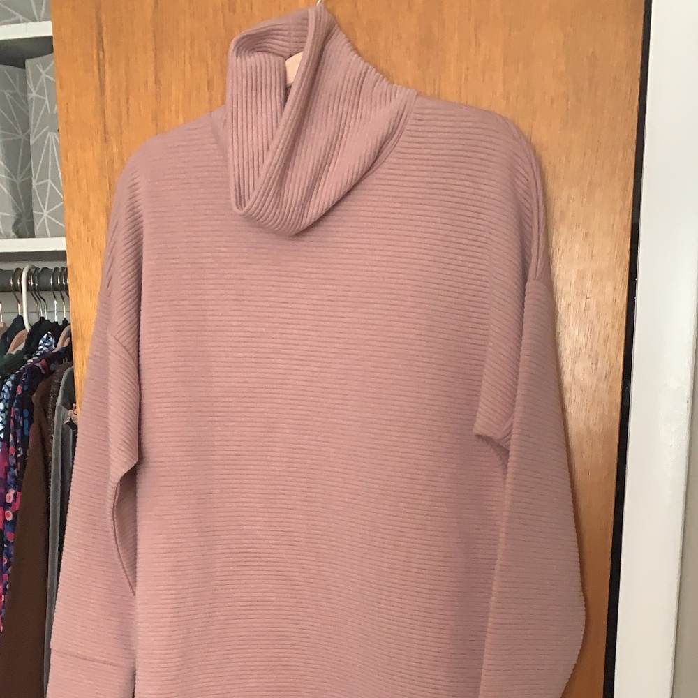 Cowl neck sweatshirt dress